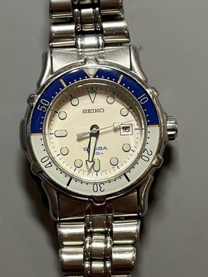 SEIKO SCUBA 200m 3E25-0A60白青文字盤 レディース腕時計 Seiko Scuba Diver's 200m 3E25-0A60 34mm Blue Bezel Ladies Boys New