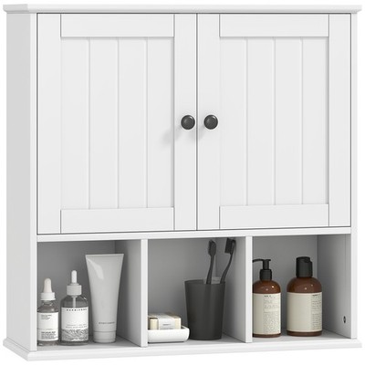 HOMCOM Badezimmer-Hängeschrank, Medizinschrank mit offenen Fächern, Regal