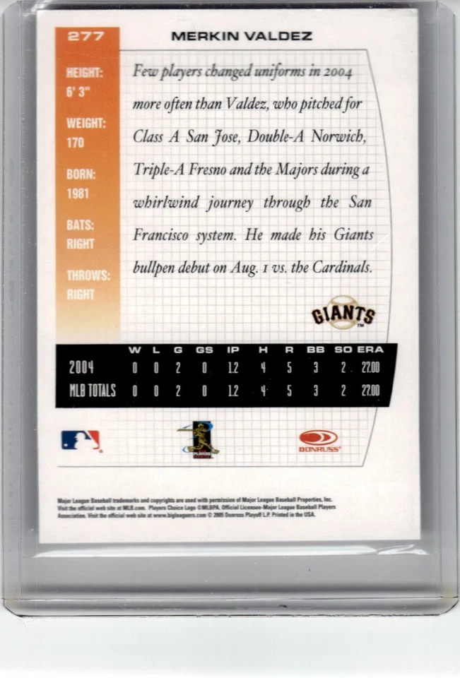 2005 Donruss Team Heroes #277 Merkin Valdez Autographs - Image 2 of 2