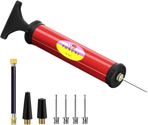Portable Air Pump,Ball Pump Inflator Kit with Needle,Nozzle, Extension Hose for