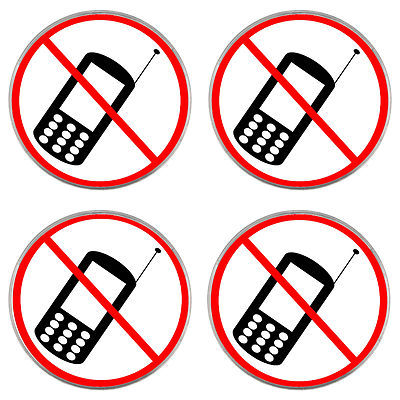 No Mobile Phones Sign - 4 x 80mm Drink/Mug Coasters - Gift/Present - NEW