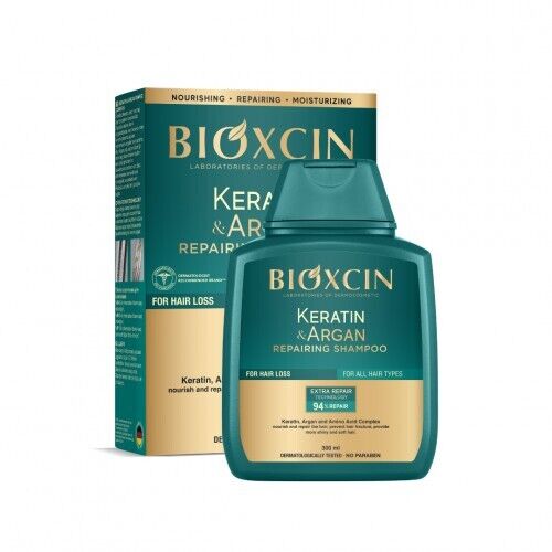 Bioxcin Keratin & Argan Repair Shampoo 300 Ml - Damaged And Damaged Hair - Picture 1 of 5