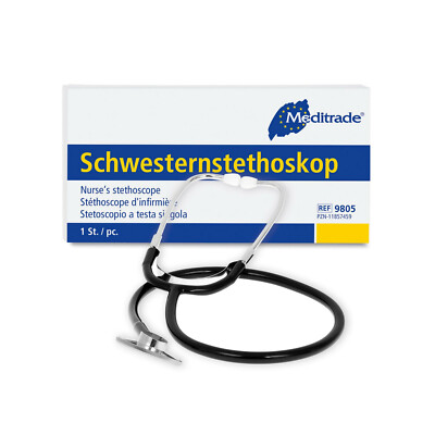 Meditrade Schwesternstethoskop Flachkopfstethoskop latexfrei mechanisch schwarz