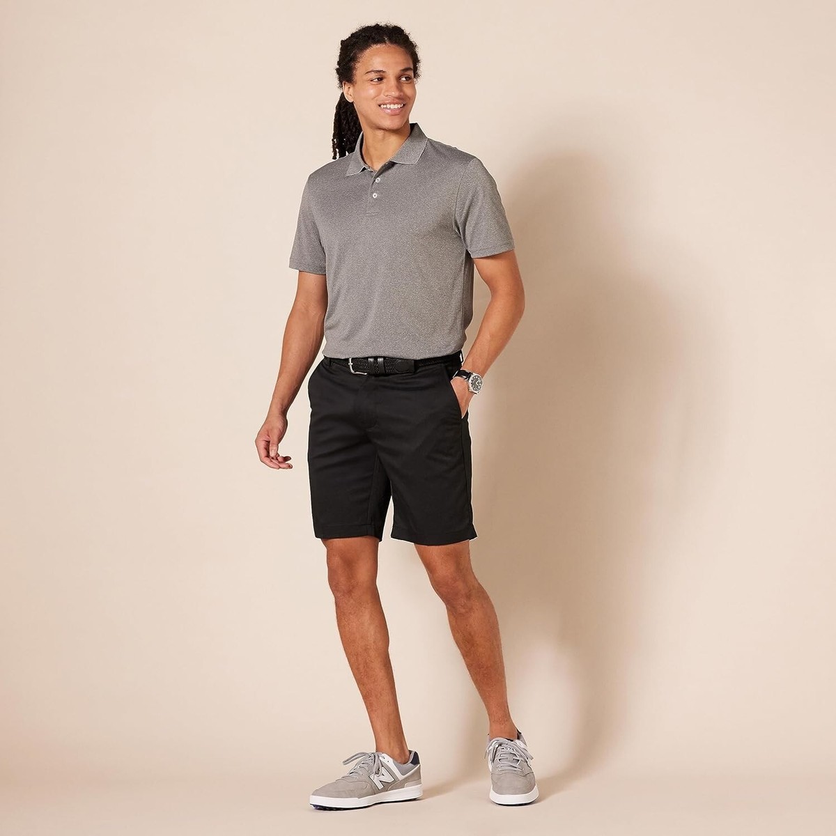 BNWT Amazon Essentials Mens Stretch Slim Fit Golf Black Shorts (30 - Main Image