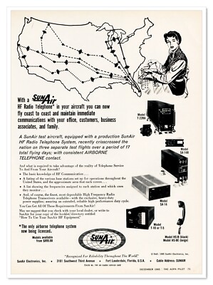 Print Ad SunAir Electronics HF Radio Telephone Vintage 1965 Advertisement