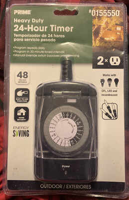 Prime Outdoor 24 Hour Heavy Duty Timer Twin 2-Outlet  #0155550 New 
