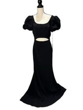 Jovani Black Puff Sleeve Midriff Cutout Evening Dress Size 8 $640