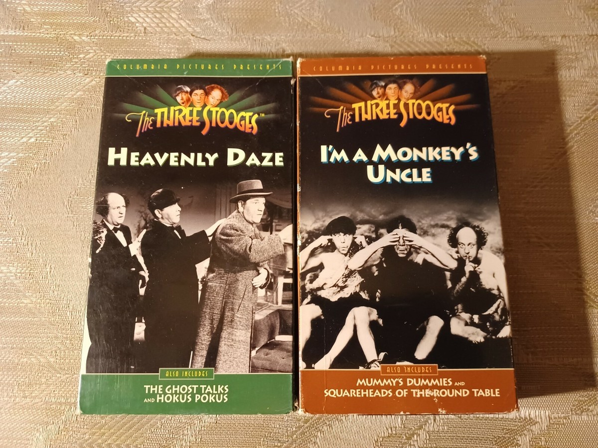 2 The Three Stooges VHS Heavenly Daze I'm A Monkey's Uncle Moe