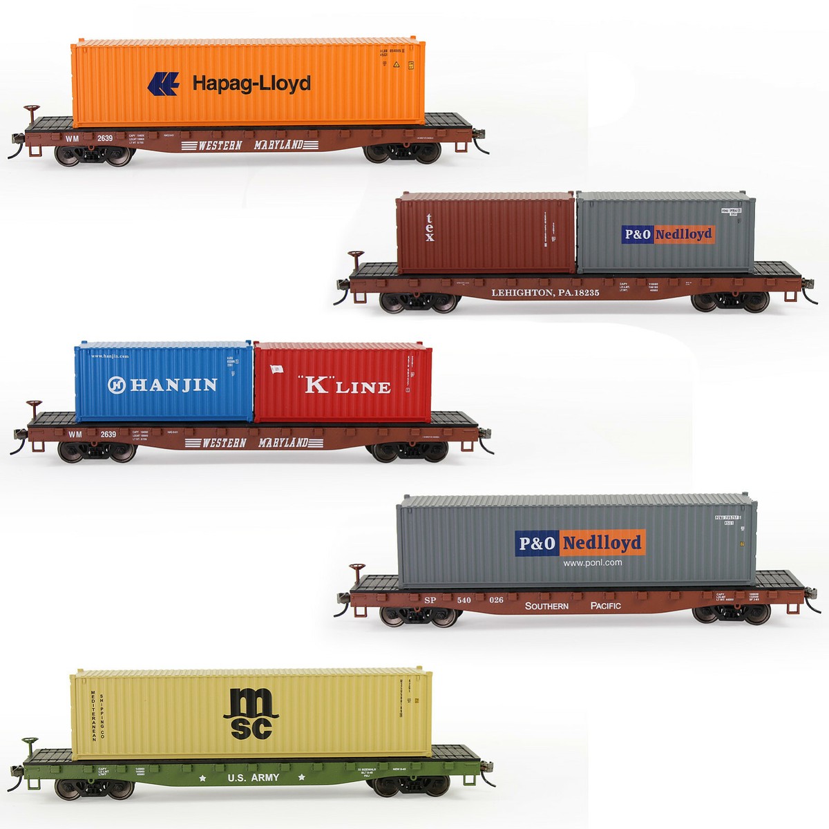 HO Scale 40ft Well Car With Shipping Containers - 1:87 Model HO Scale 40ft Well Car With Shipping Containers - 1:87 Model