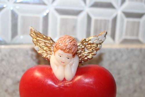 Teleflora Red Heart Shape Angel Candle NICE! - Picture 2 of 9