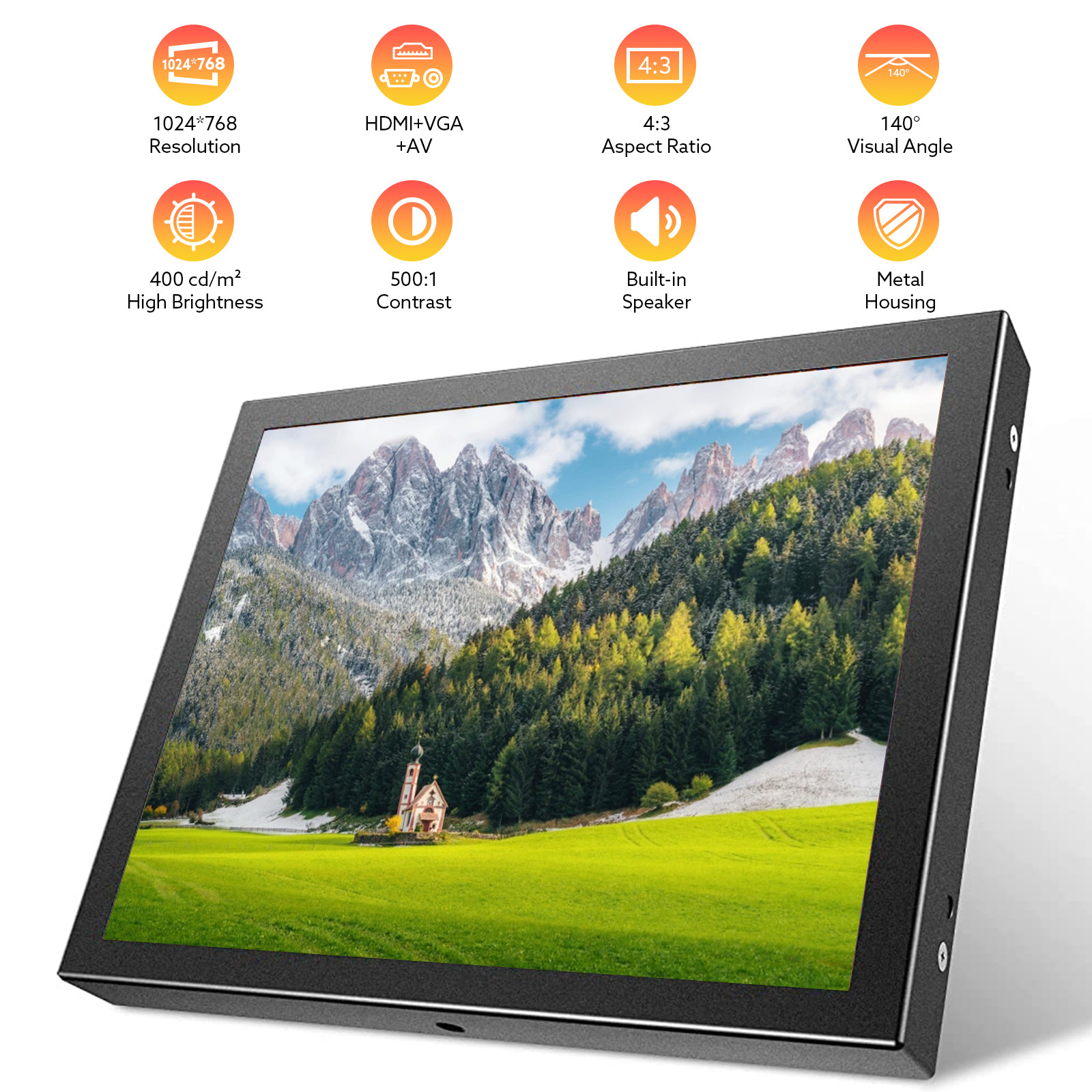 Monitor mini EYOYO de 8 pulgadas, pantalla LCD 1024*768, monitor de video HD con BNC y VGA, imagen 2