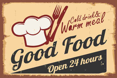 Holzschild 18x12 Cold drinks and warm meal Wand Deko Bar Kneipe Sammler Geschenk