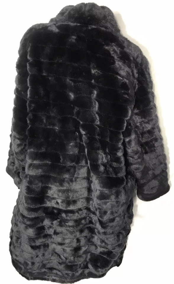 Jaqueta casaco longo Victoria’s Secret Fashion Show esporte pele sintética preta tamanho M - Imagem 2 de 4