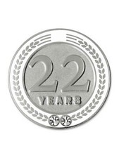 PinMart's 22 Years of Service Award Employee Recognition Gift Lapel Pin - White
