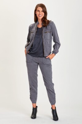 XCVI Quinn Bomber Jacket Coat Charcoal Gray NWT