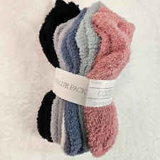 6pk Rainbow Solid Cozy Low Cut Socks Womens Shoe Size 4-10