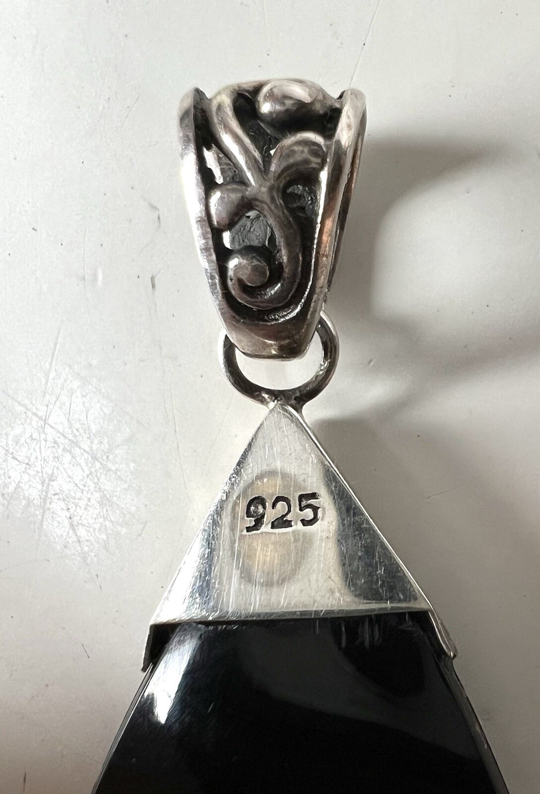 Black Abalone Shell Sterling Silver Scroll Teardr… - image 4