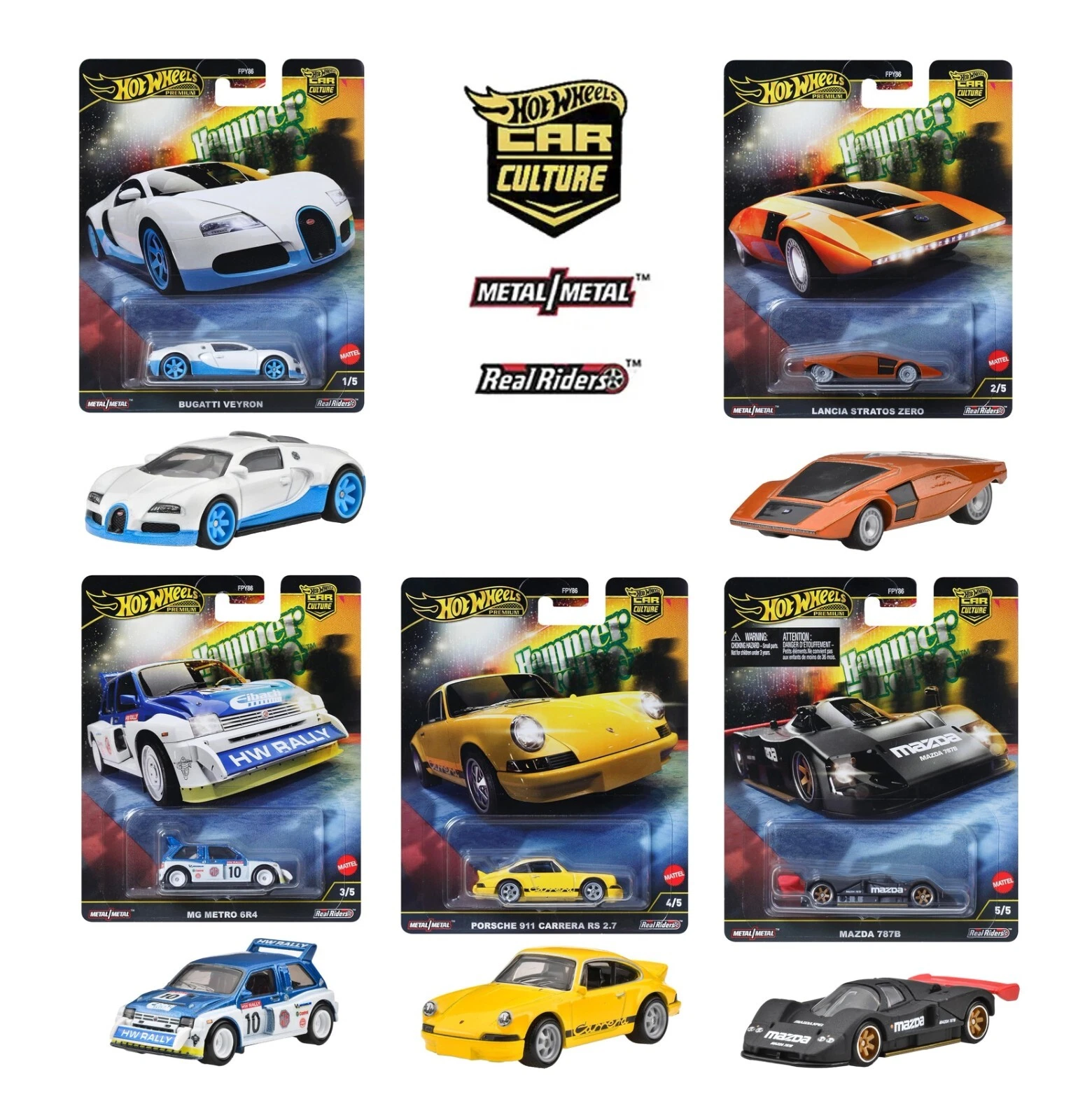Hot Wheels 1:64 Premium Car Culture 2024 HAMMER DROP Set 1-5 FPY86