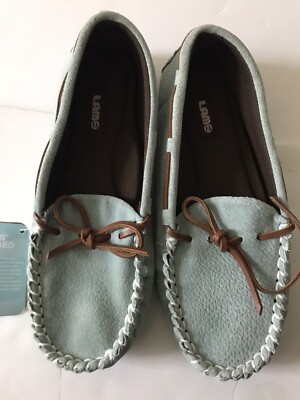 WOMEN'S LAMO BLUE SABRINA MOCCASIN  SUEDE UPPER SLIPPERS/SHOE SIZE 9 NWT