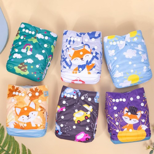 Stylish One Size Adjustable Cloth Diapers with Inserts - Eco-Friendly Baby Care - Picture 7 of 8