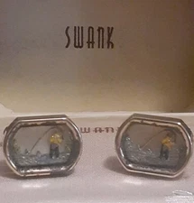 Vintage Swank angler fishing cufflinks w/original box