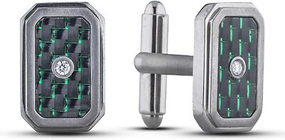 Canadian Diamond Solitaire Titanium Green Cufflinks