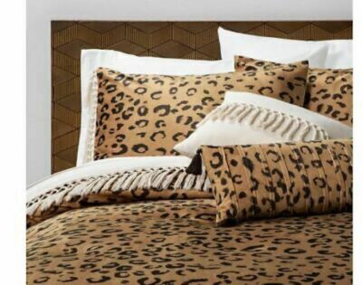 ONE OPALHOUSE Cassina Leopard Print Velvet Fringe Pillow Sham
