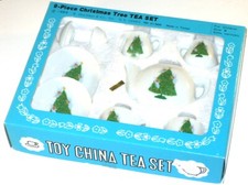 9 Piece Vintage Toy Christmas Tree China Tea Set - Taiwan 1983 - Original Box