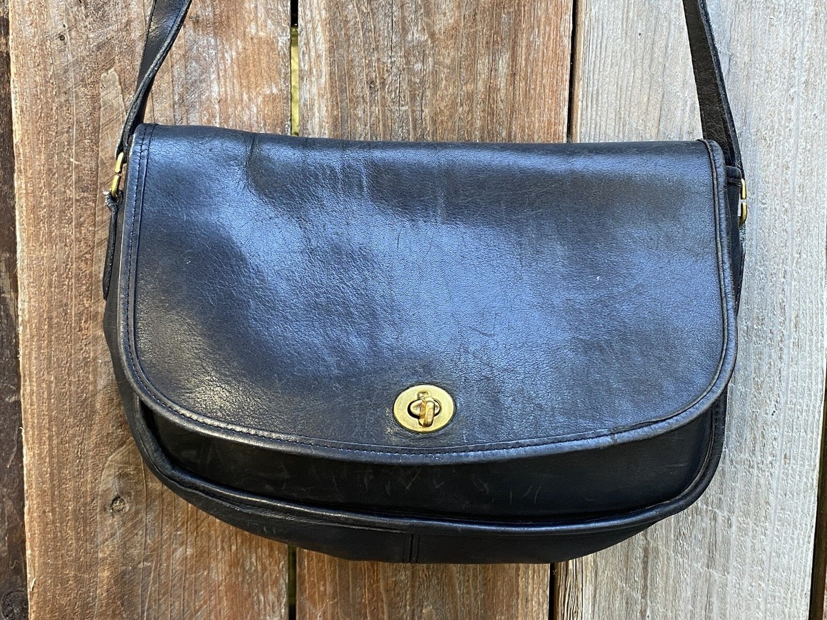 Vintage Coach City Bag Crossbody Purse Black Leather | eBay
