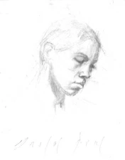FEMALE PORTRAIT Live model Study Original CHARCOAL Chalk DRAWING Classic Realism