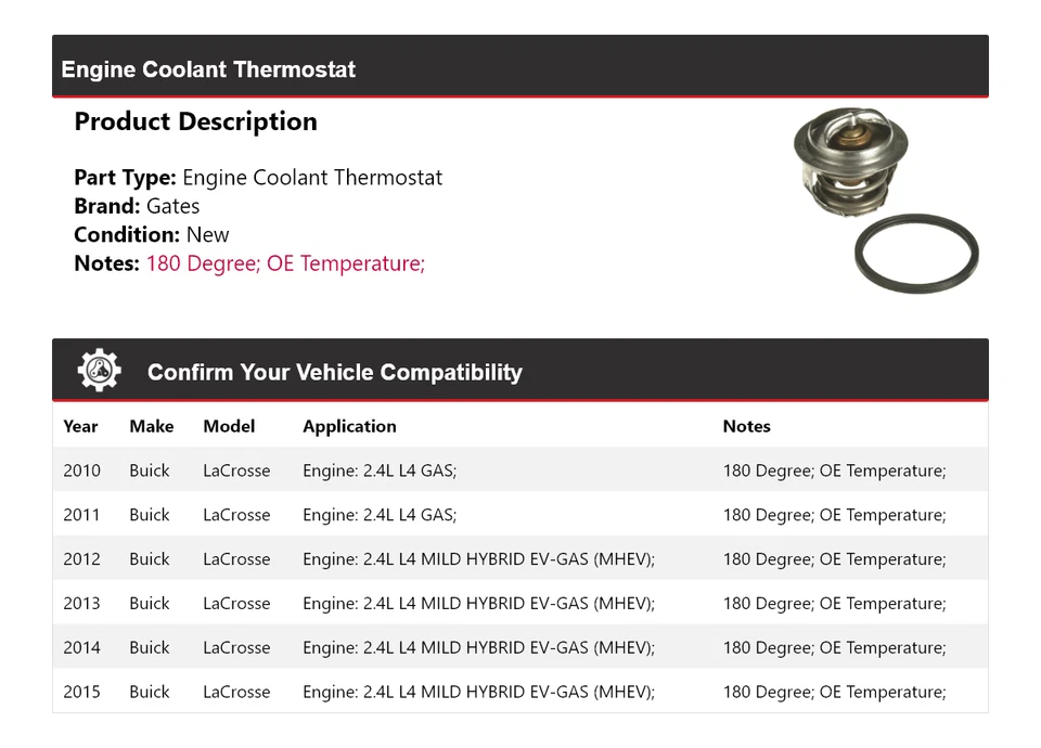 适用于 2010 - 2015 年别克 LaCrosse 发动机冷却液恒温器门 2011 2012 2013 2014 — 第 2/4 张图片