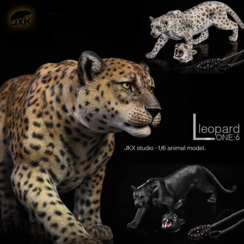 JXK 1/6 Snow Leopard Panther Figure 2 Heads Wild Animal Decor