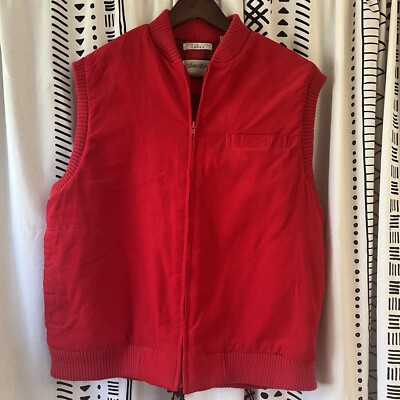 Vtg Johns Bay Mens L 80’s Vest Red Corduroy Zip Quilted Lining Gorpcore  Hike