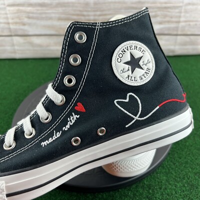Converse Made with Love Heart High Top Black 171158F Embroidered Heart Sz M8/W10 ?Converse  main image 4