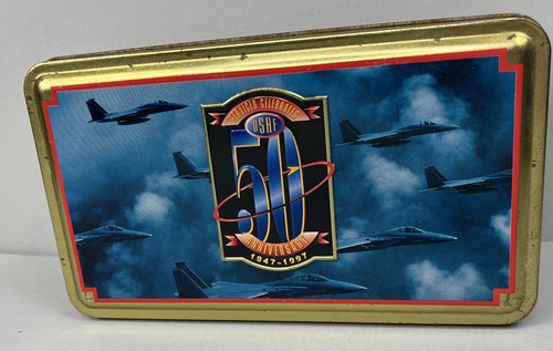 United States AIR FORCE 50TH ANNIVERSARY COMMEMORATIVE GOLD TIN BOX 8 X 4.5”