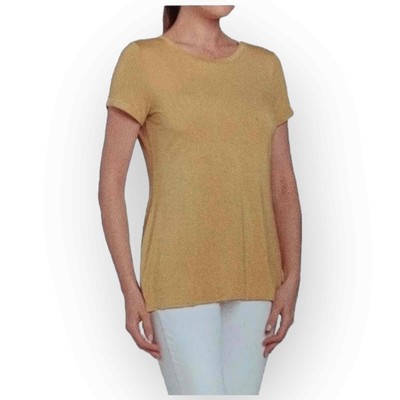Joan Vass Womens Short Sleeve T-Shirt, Bosic Pear Yellow, XXL - NWT 962XXL