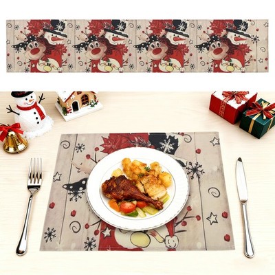 White and Green Christmas Placemat for Festive Dining Table