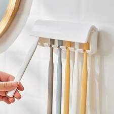 1pc Wall-Mounted Toothbrush Holder with Toothpaste Dispenser - No Drilling-NEW