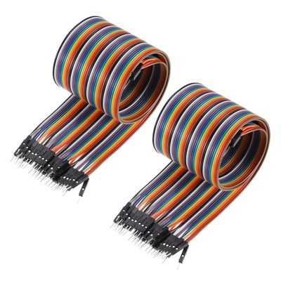 3Pcs Flat Ribbon Cable 2.54mm Pitch 40 Pin Male to Female IDC 50cm Length