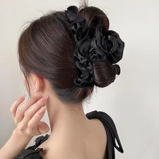 High-End Satin Pleated Clip Female High-End Shark Clip Hairpin Back Head Hairpin