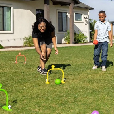 CHUCKLE & ROAR 2 IN 1 KICK AND ROLL FAMILY CROQUET - MULTICOLOR