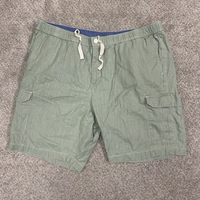 Tommy Bahama Linen The Dream Cargo Shorts Mens 2XLB Green 9'' Inseam Linen Cotton