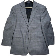 Paul Fredrick Black Gray Wool Men s 42R Micro Houndstooth Windowpane Blazer