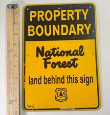 Vintage Sign US Forest Service National Park Property Boundary