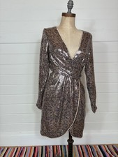 ASOS ALL OVER SEQUINNED PARTY COCKTAIL DRESS SIZE 6 BNWT OPEN BACK WRAP EFFECT