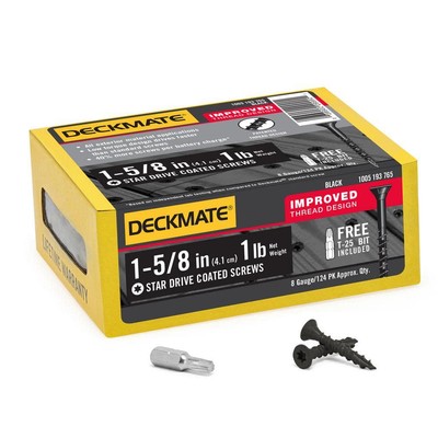 Deck Screws Black 1-5/8 in Star Drive Flat Head Exterior Wood 124pc Rustproof