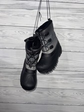 Kids Pull On Insulated Snow Boots Unisex Size 5 Black Member's Mark