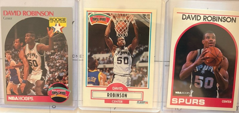 David Robinson Rookie Card Lot (3) 1989 Hoops RC #310 + 1990 Fleer + 1990 Hoops
