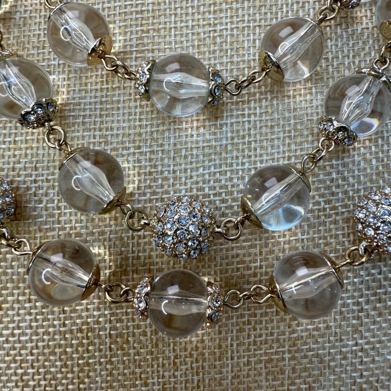 Three-Strand Clear Beaded Statement Necklace With… - image 5