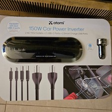 Atomi 150W Car Power Inverter with 2 AC 110V Outlets 2 USB-C Ports 2